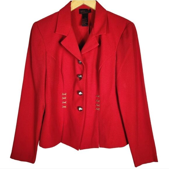 Miss Scarlett Red Vintage 90s Blazer  Jacket - Picture 1 of 8